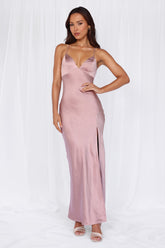 The Sophia Satin Maxi Dress Dusty Pink