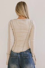 Astrid Ribbed Top in Ecru -