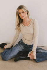 Astrid Ribbed Top in Ecru -