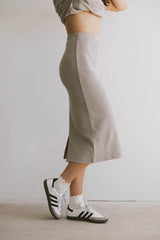 Calais Ribbed Skirt in Taupe -