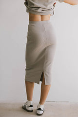 Calais Ribbed Skirt in Taupe -