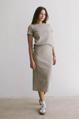 Calais Ribbed Skirt in Taupe - 