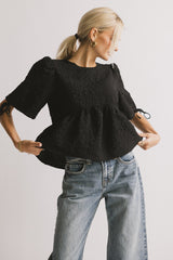Alessia Peplum Top in Black
