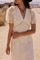 Maxene Embroidered Midi Dress -