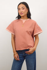 Jace Contrast Tee in Clay -
