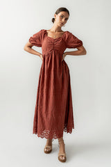Luca Embroidered Maxi Dress in Dark Berry -