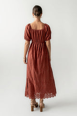 Luca Embroidered Maxi Dress in Dark Berry -