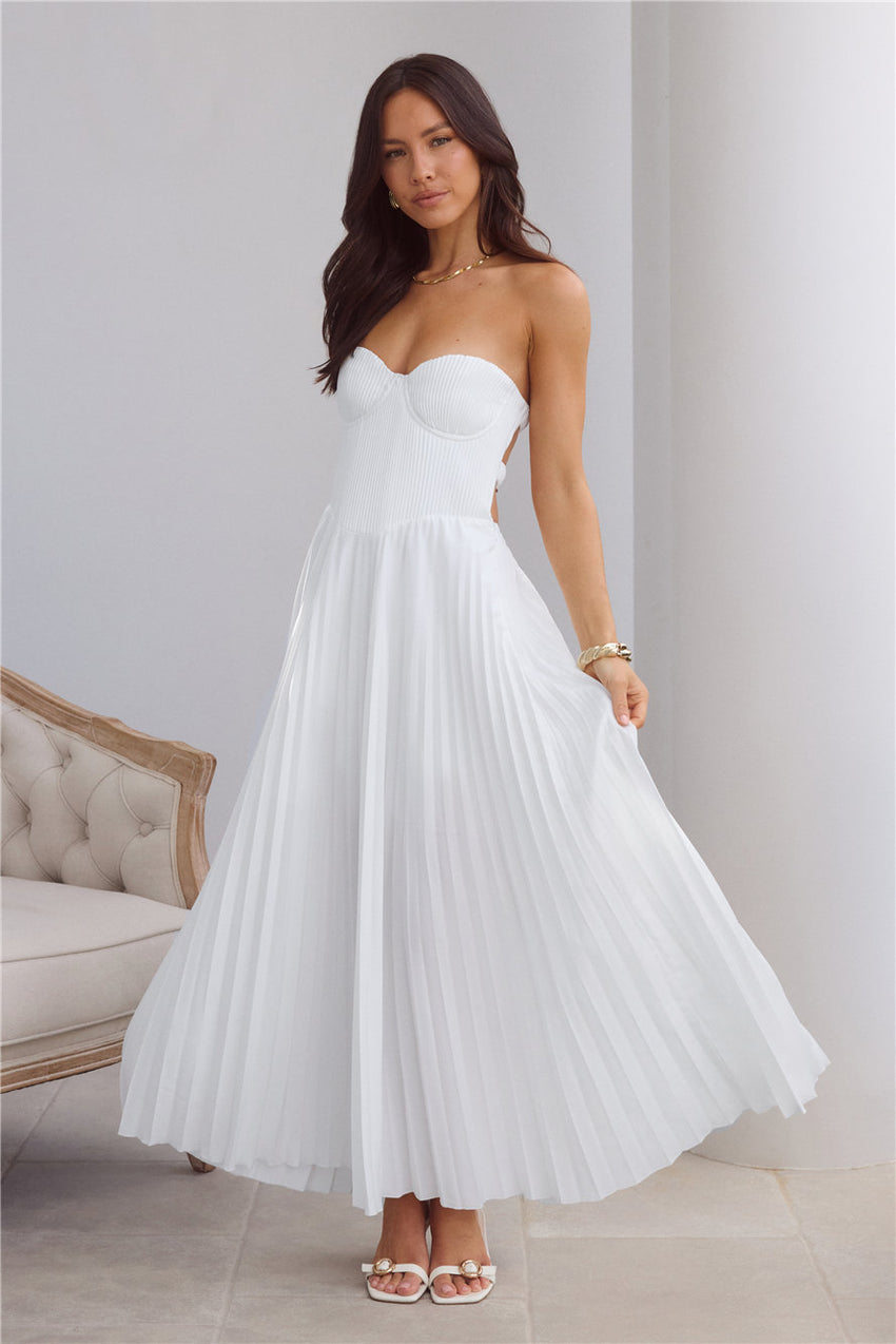 Do Not Disturb Strapless Maxi Dress White